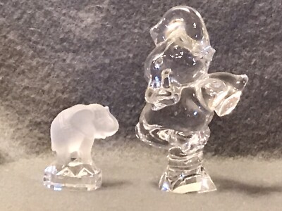 Lot 2 Jonal Clear Crystal Glass Elephant Goebel Frosted Crystal Elephant Germany
