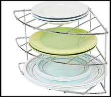 Kitchen Shelf Organizer Cabinet Corner Rack Pan Lid Plate Dishes Storage Chrome
