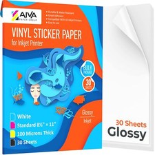 Printable Vinyl Sticker Paper - Waterproof Decal Paper for Inkjet Printer - 3...