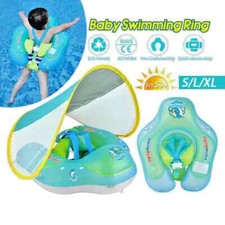 Inflatable Baby Swimming Ring Float with Canopy 50 SPF Protection 3mth - 6yrs