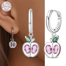 KUNSIR 925 Sterling Silver Apple Dangle Hoop Earrings For Women Jewelry Gifts