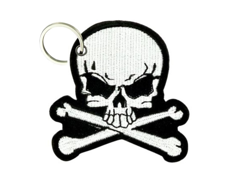 Porte-clés Brodé Patch Pirate Tête De Mort - Motif Biker - Multicouleur - Neuf Avec étiquettes
