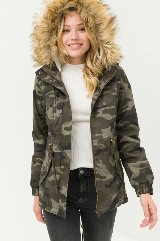 Military jacket clearance with fur hood