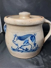 Vintage Rowe Pottery Heavy Handmade "Pig" Bean Pot with Original Cover