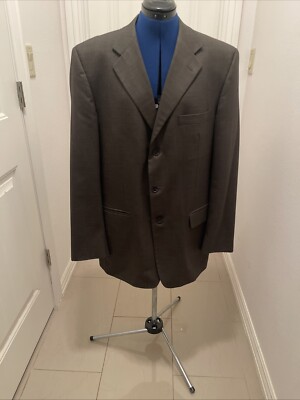 JOHN CLARENDON MENS WOOL BLAZER JACKET  Sz 43L Dark Gray/Green 3 Button Front