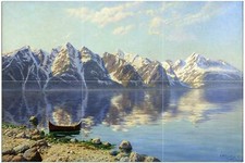 Tile Mural Norway Mountains Lake Boat Kitchen Bathroom Backsplash Marble Ceramic