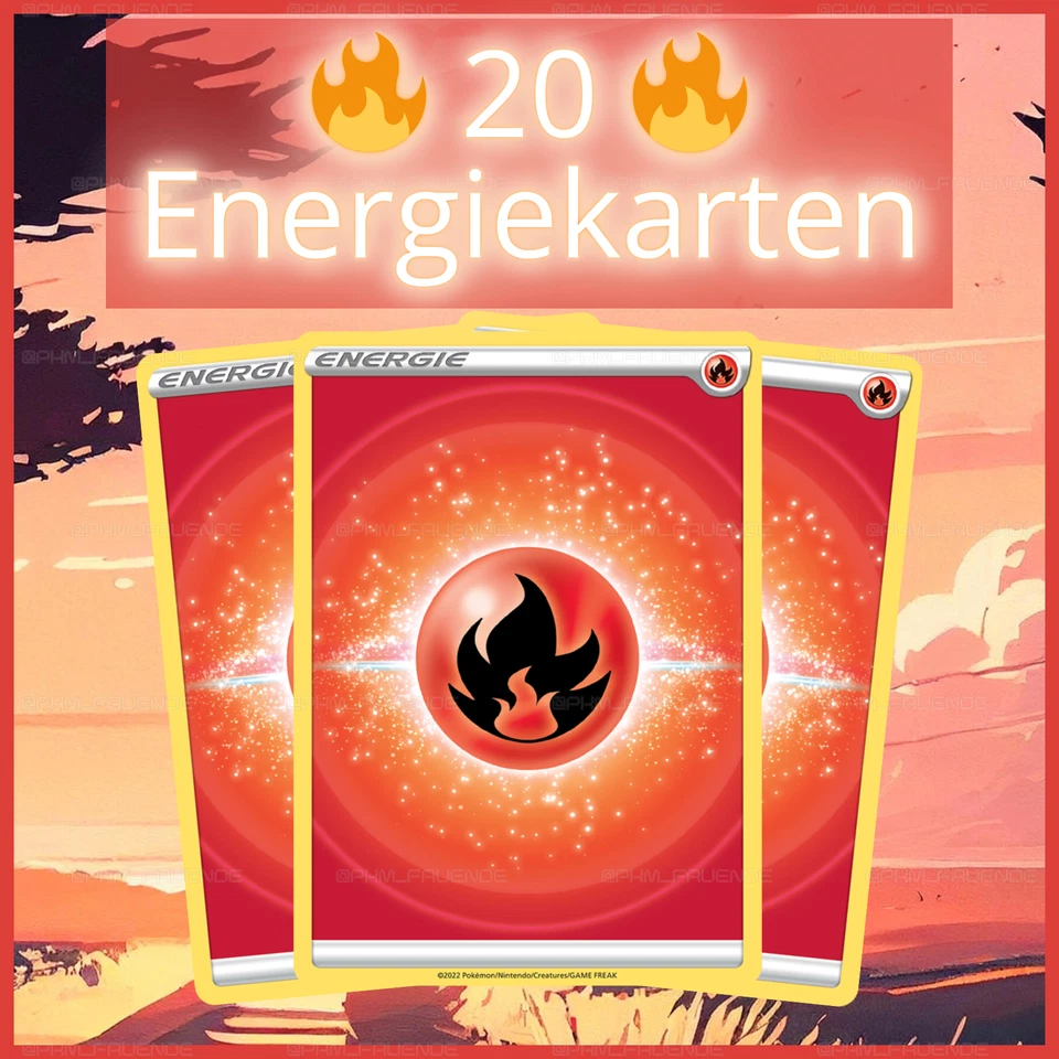 Pokemon Karten 🔋20 Stück 🔥Feuer Energie 🇩🇪Deutsch Energiekarten