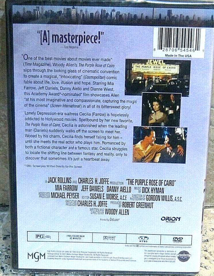 The Purple Rose of Cairo, (DVD), Woody Allen, Mia Farrow, NEW Sealed