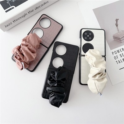 LUXURY LEATHER Crocodile Pattern BACK CASE COVER w/wrist FOR Huawei P50 Pocket