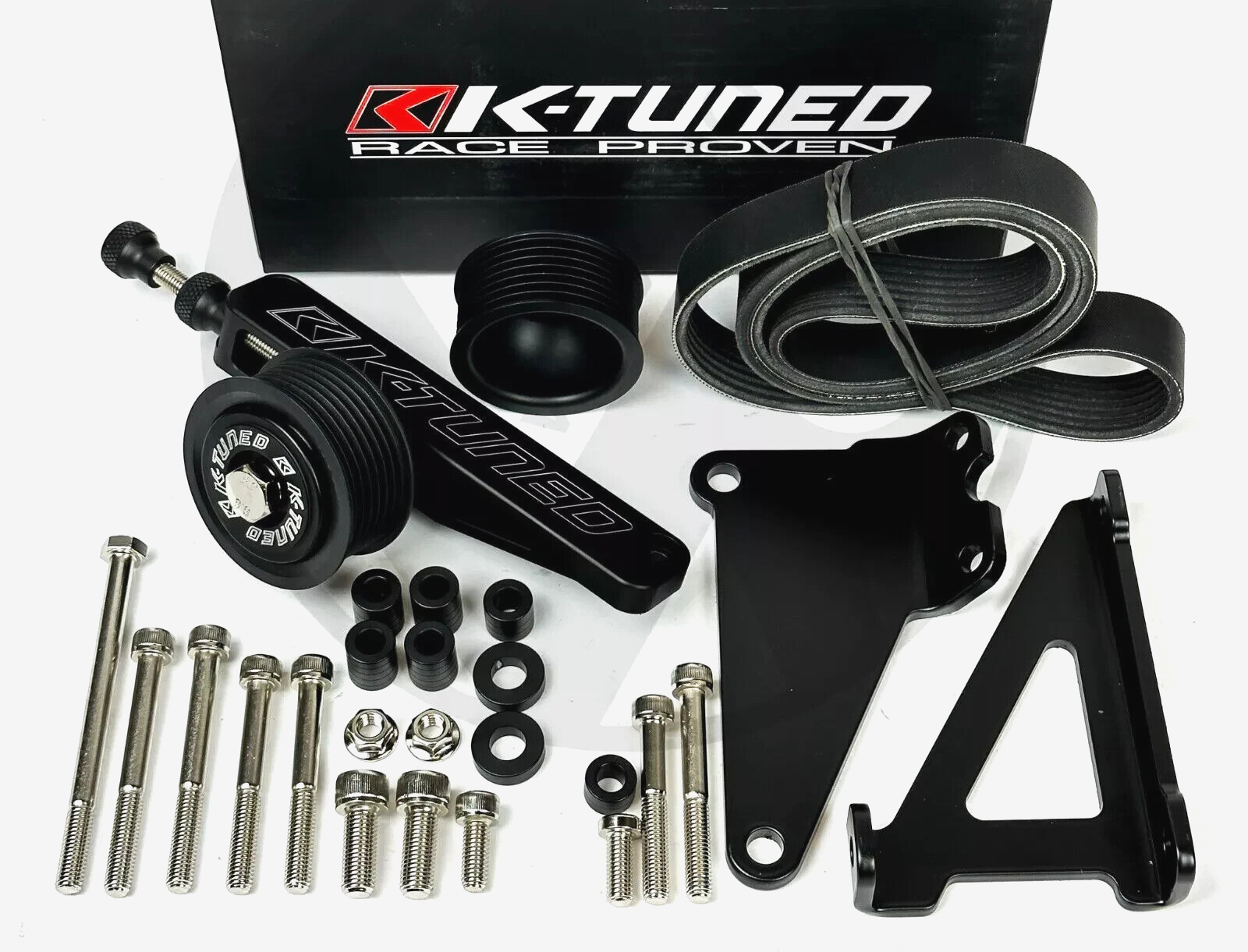 K Tuned Black A/C & P/S Eliminator Pulley Kit For Honda/Acura K20 K24 KP-UNV-40B