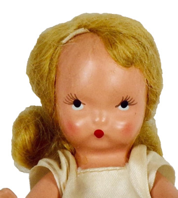 Nancy Ann Storybook Doll Pretty Maid Bisque Blonde Cream Gown Lace OB VTG #160
