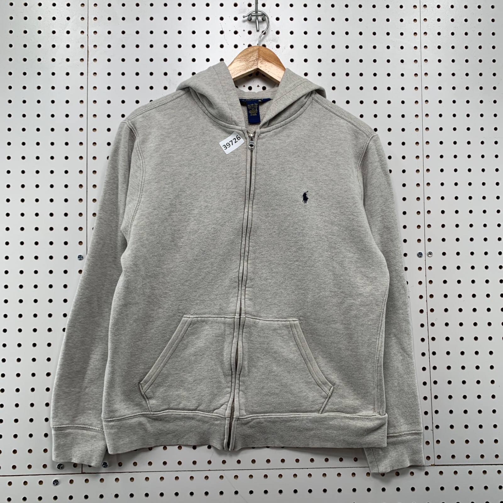 Polo Ralph Lauren felpa con cappuccio zip ragazzo XL 18 20 grigio con cappuccio pony 21x24