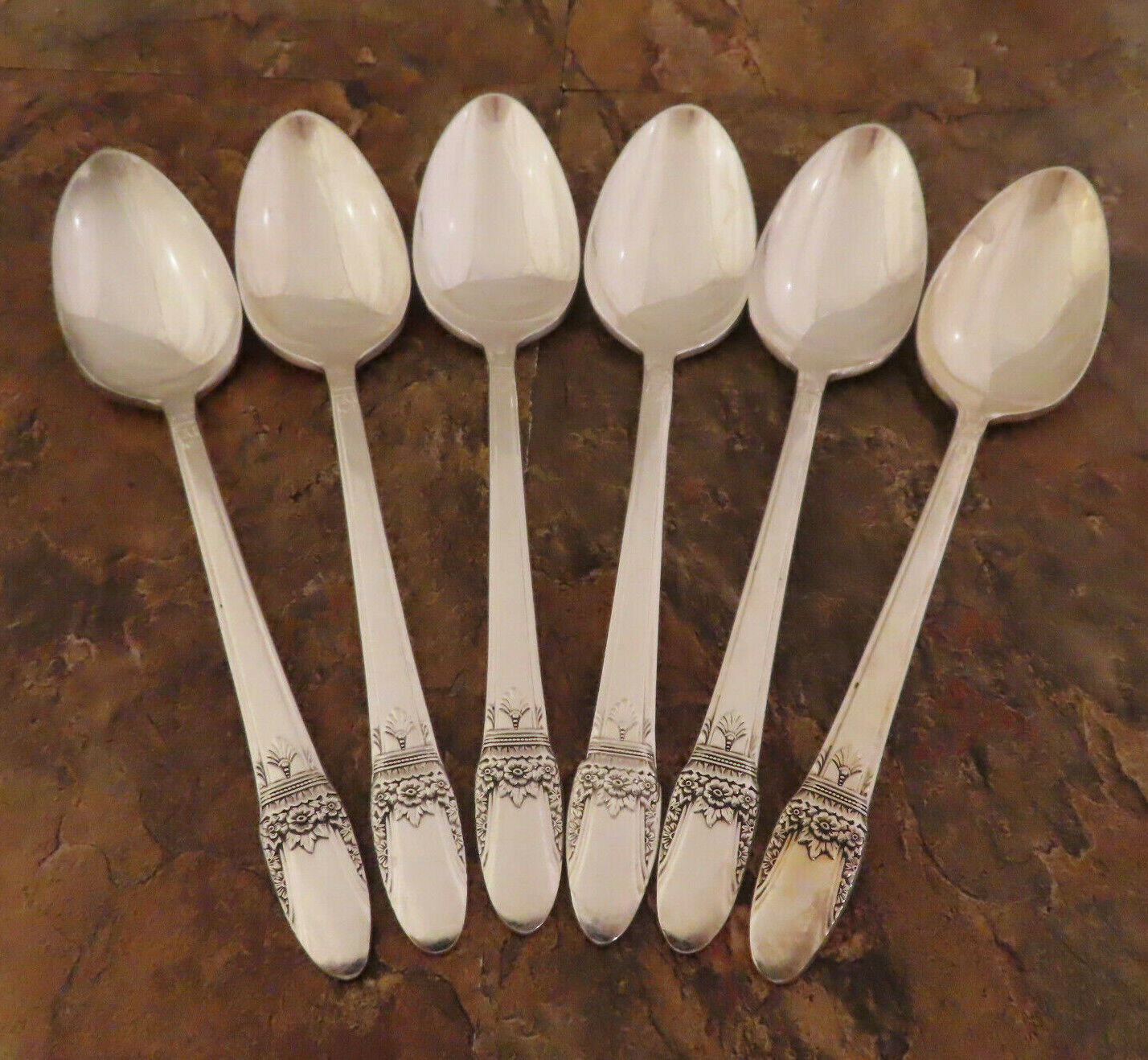 IS First Love 6 Teaspoons Spoons 1847 Rogers Vintage Silverplate Flatware Lot N