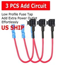 3X Pack 12V Car Add Circuit Fuse Tap Adapter Mini Low Profile Blade Holder
