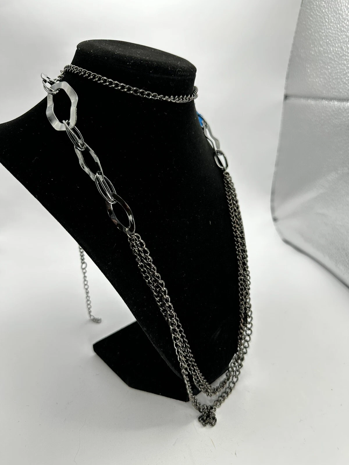 VETEMENTS "Collana Catena Argento Scuro Extra Lunga Lunghezza 44"