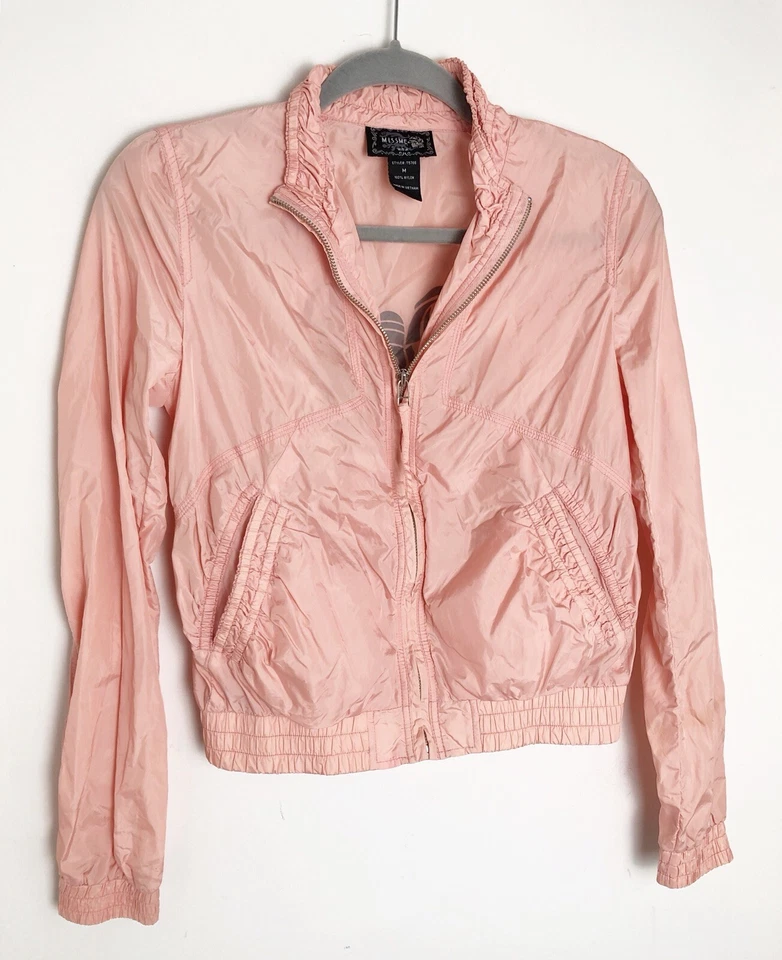 Chaqueta cortavientos MISS ME vintage de nailon con cremallera talla M D2 para mujer Foto 2 de 4