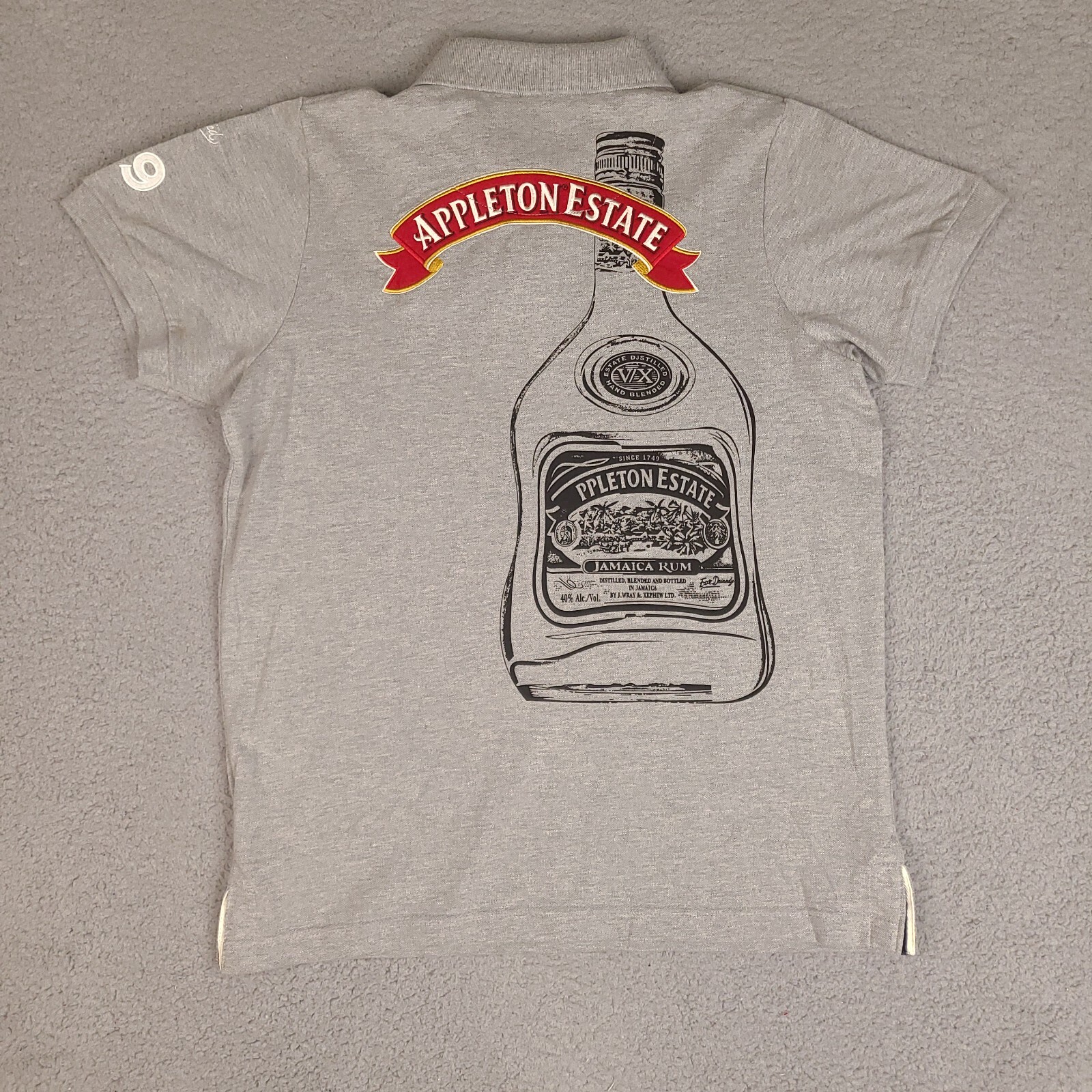 Appleton Estate Jamaica Rum Polo Shirt Mens Large Gray Organic Cotton