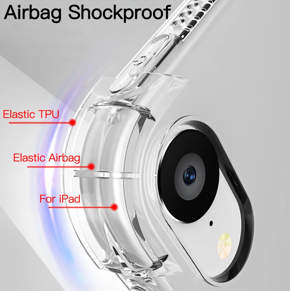 For Apple iPad 10.2" 8th 7th Air 4 10.9" 10.5" 9.7" Slim Soft Clear Case Cover - Image 4 of 4