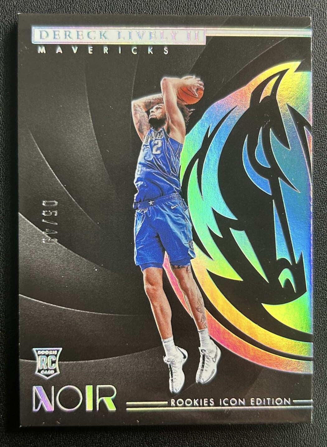 Dereck Lively II 2023-24 Panini Noir 05/49 Silver Rookies Icon Edition RC #200