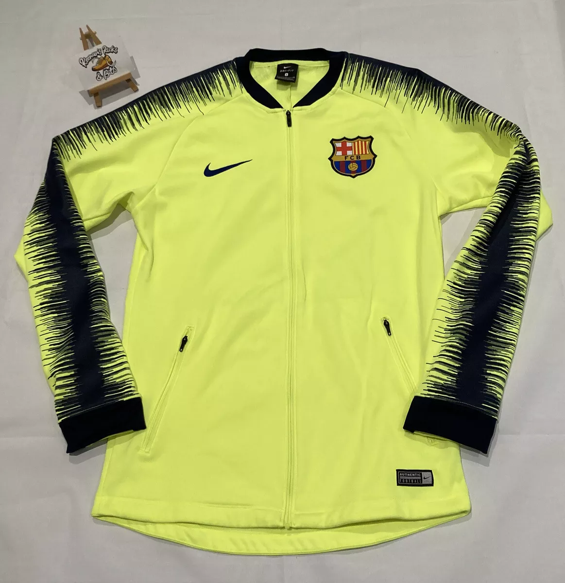 Mens Nike FC Barcelona 18 19 Anthem FB Yellow Track Jacket S RARE VINTAGE