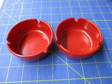 2 Vintage Dealers Choice Round Ashtrays - Red - Made in USA