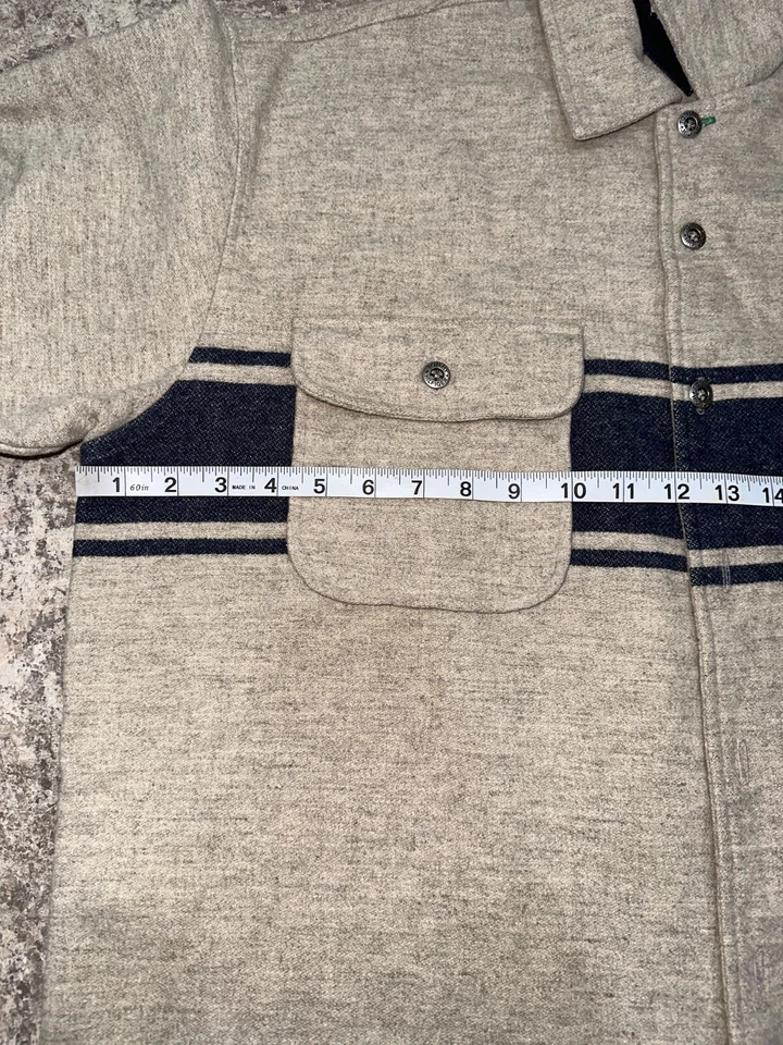 Camisa Tommy Hilfiger Para Hombre Grande Manga Larga Marrón Abotonada Clásica Lana Logo L Foto 3 de 4