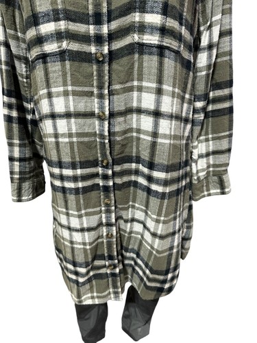 American Eagle Women's Flannel Shirt Dress Size M Plaid Boho Outdoor Boyfriend - Picture 8 of 11