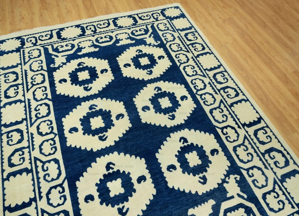 New Hand Knotted Oushak Wool Transitional Area Rug Navy sizes 8x10, 9x12, 10x14 - Image 2 of 4