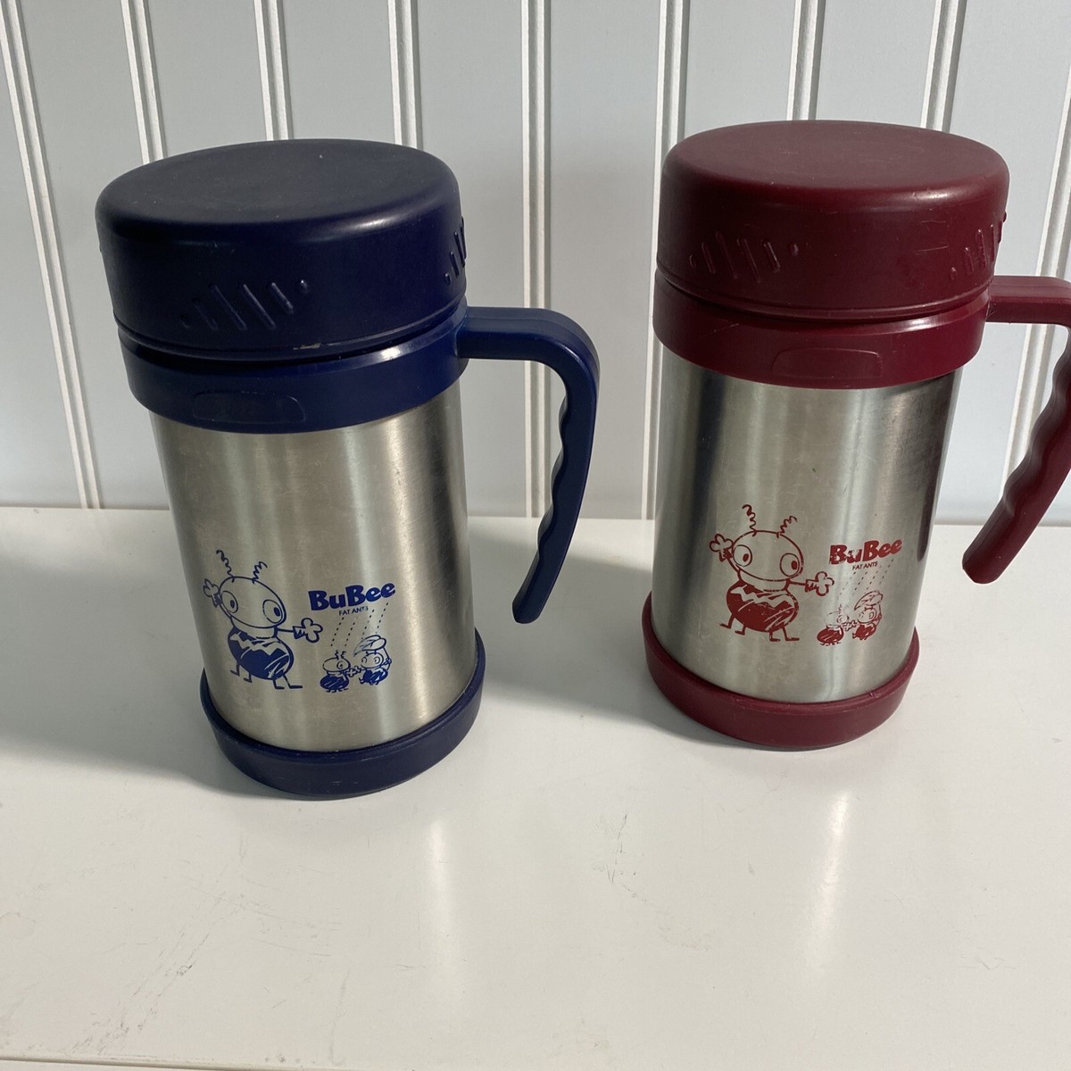 Lot If BuBee Fat Ants Vacuum Thermoses Red Blue See Pictures made in  Taiwan