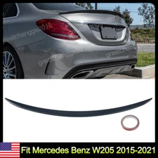 A Style Rear Trunk Wing Spoiler Gloss Black For Mercedes Benz W205 2015-2021