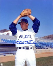 Steve Barber (D 2007) w/the Seattle Pilots- signed 8x10 photo INPERSON w/ COA