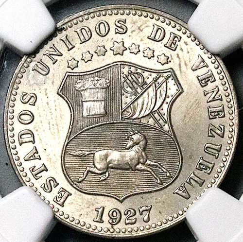 1927 NGC MS 64 Venezuela 12 1/2 12.5 Centimos Horse Mint State Coin (25060801C)