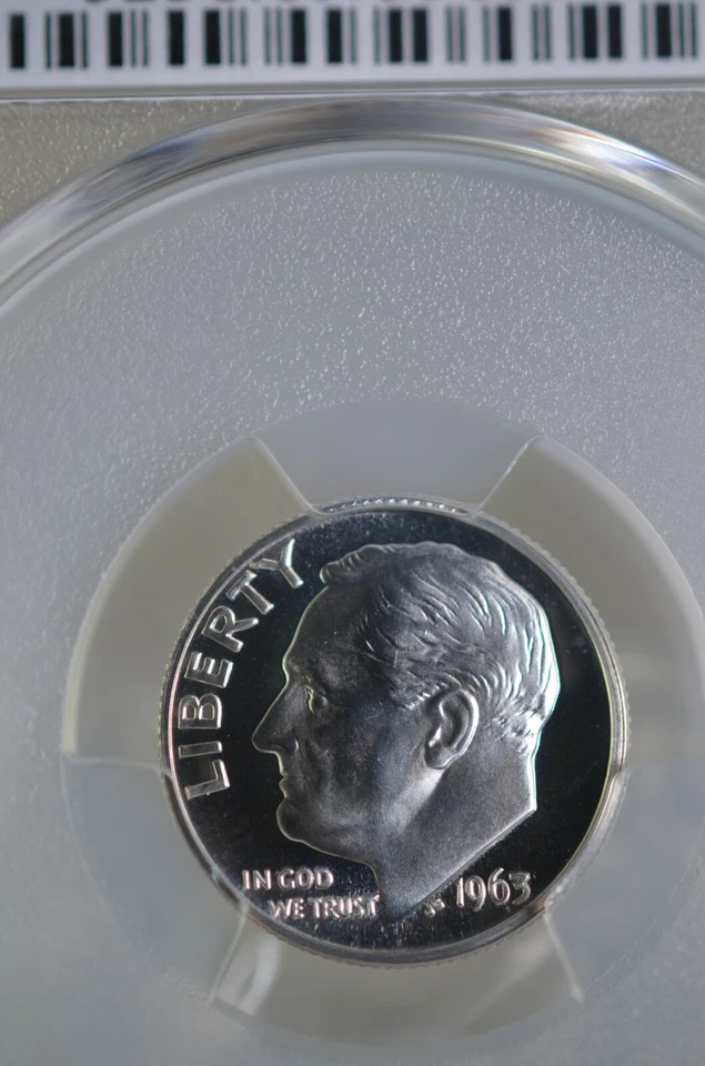PR69 1963 90% SILVER ROOSEVELT DIME PCGS GRADED 10C PROOF CAMEO LOOK LIKE COIN - Image 4 of 4
