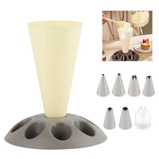 Piping Bag Holder Stand 8 Slots Nozzles Plastic Pastry Bag Stand Baking Yellow
