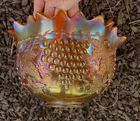 Northwood Carnival glass Marigold Mid-size Grape & Cable Punch Bowl *SUPER*