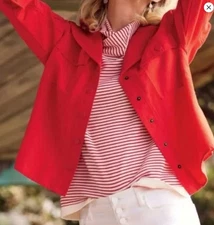CABI Ringmaster Pullover Red/White Striped Sz S #6447 NWOT