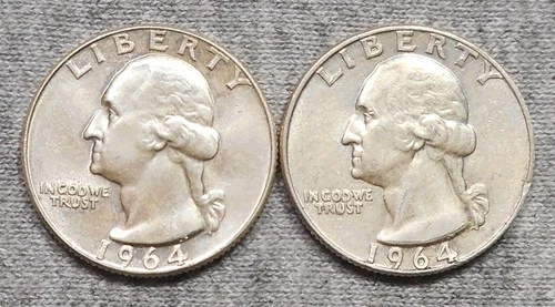 Lot Of 2 Washington Quarters - 1964 D/D & 1964 Narrow "D"