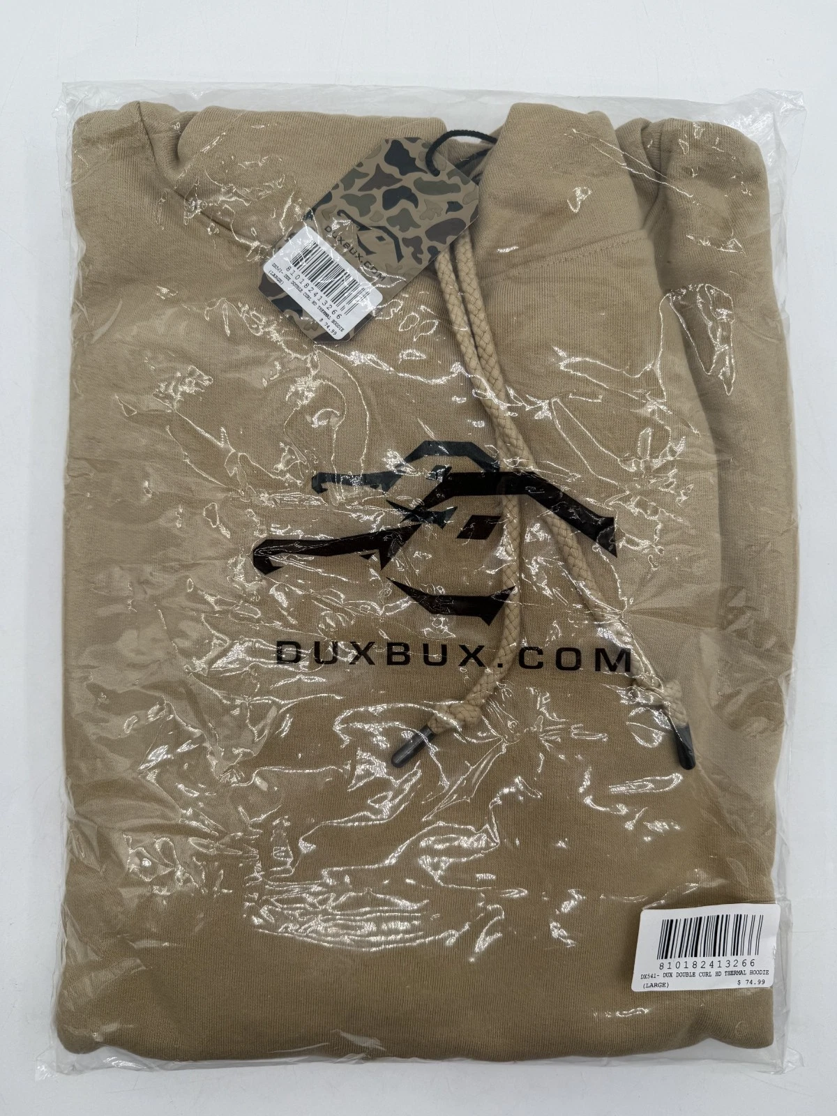 DUX DOUBLE CURL HD THERMAL HOODIE TAN MEN'S SIZE LARGE