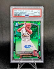 2025 Bowman Chrome Sapphire Rainiel Rodriguez Green Refractor RC Auto /99 PSA 10