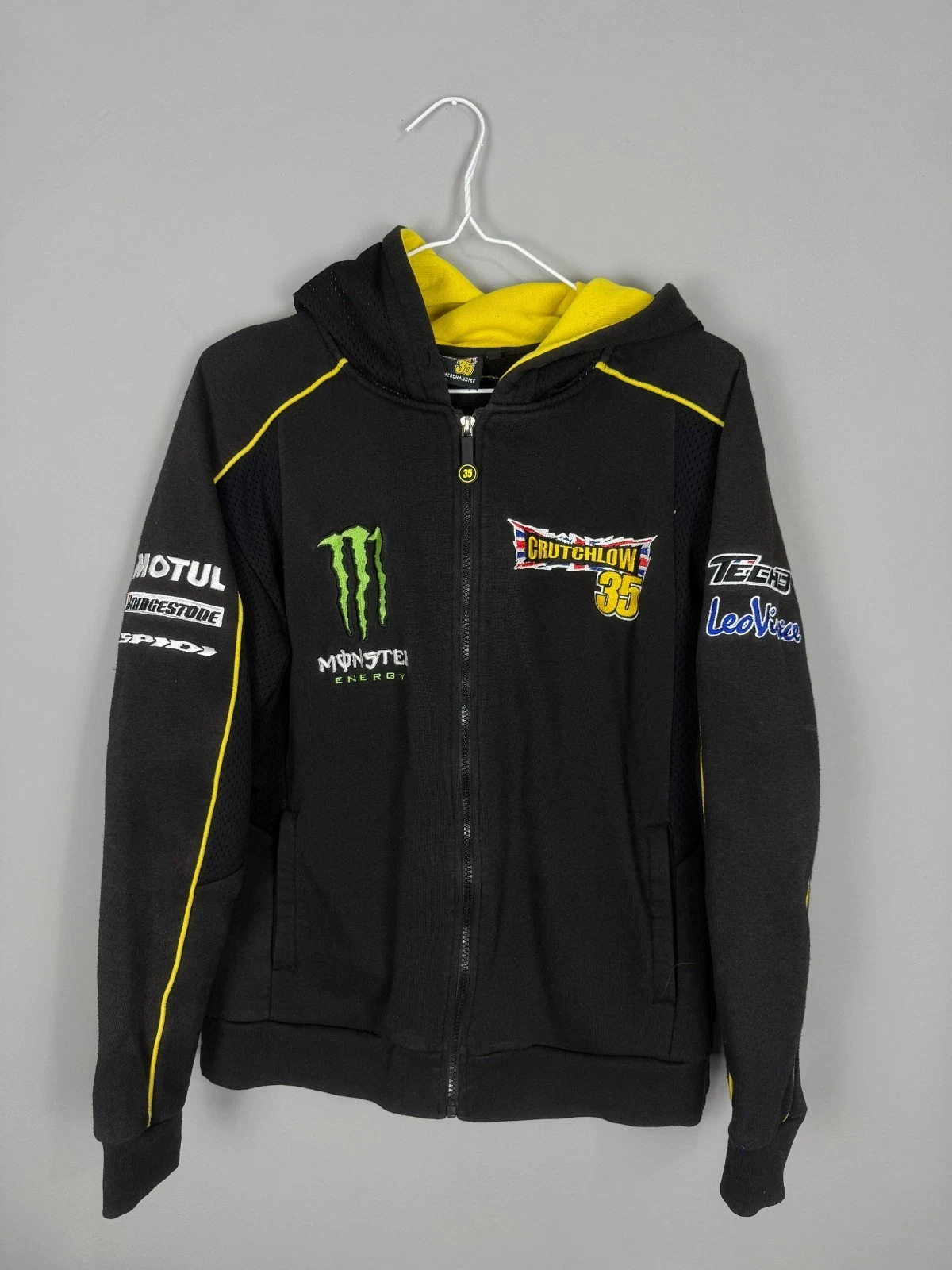 Crutchlow 35 Monster Energy MotoGP Zip Hoodie Black Yellow XS Racing Jacket