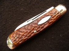 Vintage Brantford Cut. Co USA Pretty Brown Bone Dogleg Jack Knife 1910-'30 Exc.