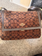 EUC Coach Etta Flap Shoulder Bag in Signature Chenille CCE58   