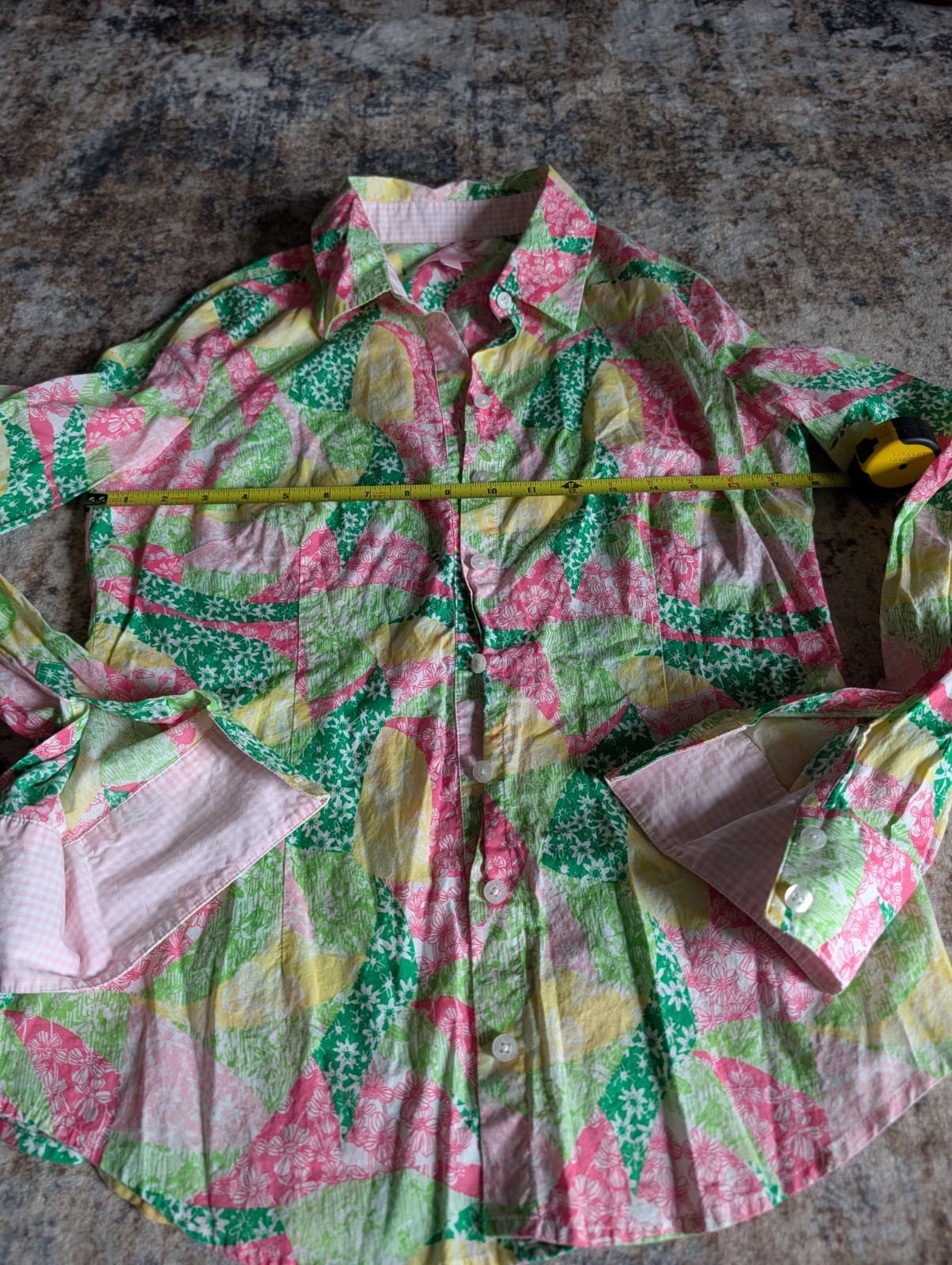 Lilly Pulitzer Patchwork Floral Button Down Shirt… - image 1