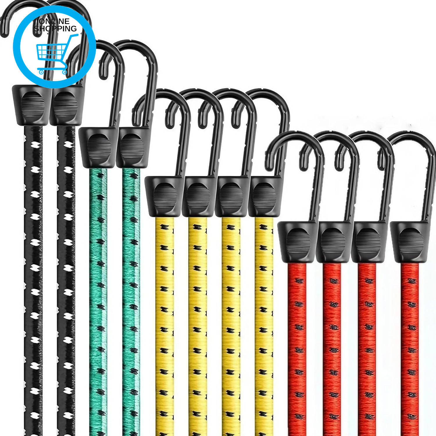 12 PCS Bungee Cords with Hooks Bungee Straps Heavy Duty Bungee Cord Weatherproof