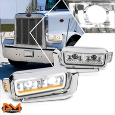 For 81-21 Peterbilt 359/379/389 Full LED Dual Projector Chrome Housing Headlight