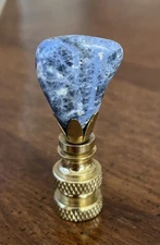 Preowned Vintage NOS Blue Quartz Brass Metal Lamp Finial