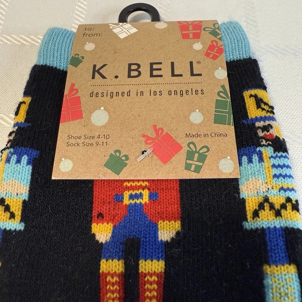 Calcetines Cascanueces (K. Bell), Se Adapta a Zapatos Mujer Talla 4-10, Fondo Negro Foto 2 de 4