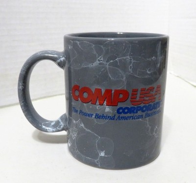Vintage Comp USA Coffee Mug Computer Superstore Corporate Gray Red Logo