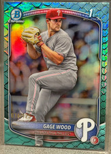 2025 1st Bowman Draft Chrome Aqua Reptilian Refractor Gage Wood /125 Phillies