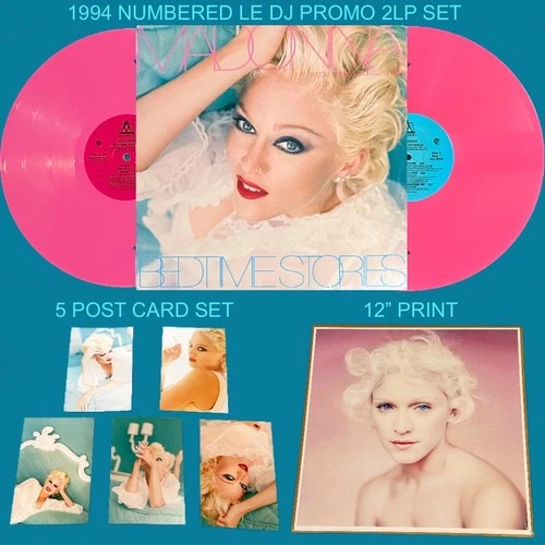 1994 LE U.S. DJ Promo 2LP Pink Vinyl Madonna Bedtime Stories + Postcards & Print
